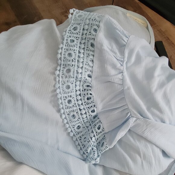 Do Everything In Love baby blue open duster shaw kimono coverup. O/S - Picture 2 of 5